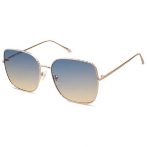 Oversized Square Metal Frame Sunglasses Flat Lens SJ1146 Blue